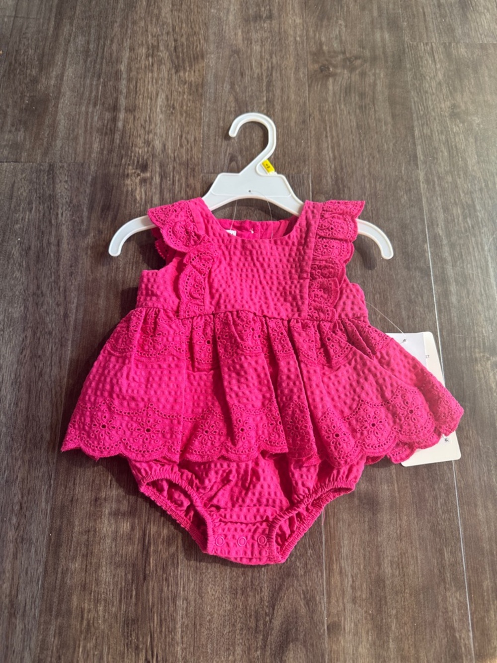 Blueberi Boulevard Hot Pink Eyelet Ruffle One-Piece